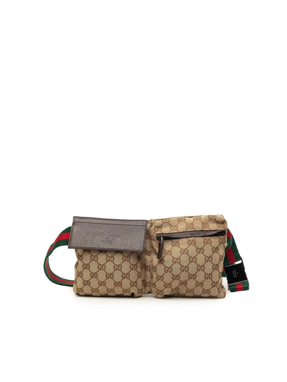 Gucci Gg Canvas Web Double Pocket Belt #343432G63B